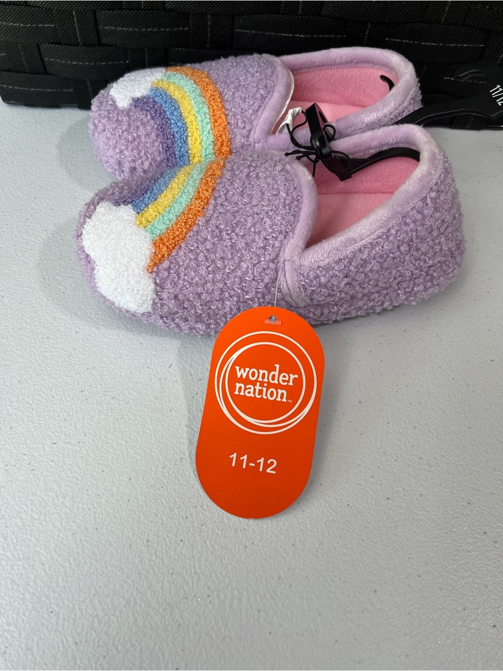 wonder nation Lavender Fuzzy Rainbow Cloud Slip-Ons